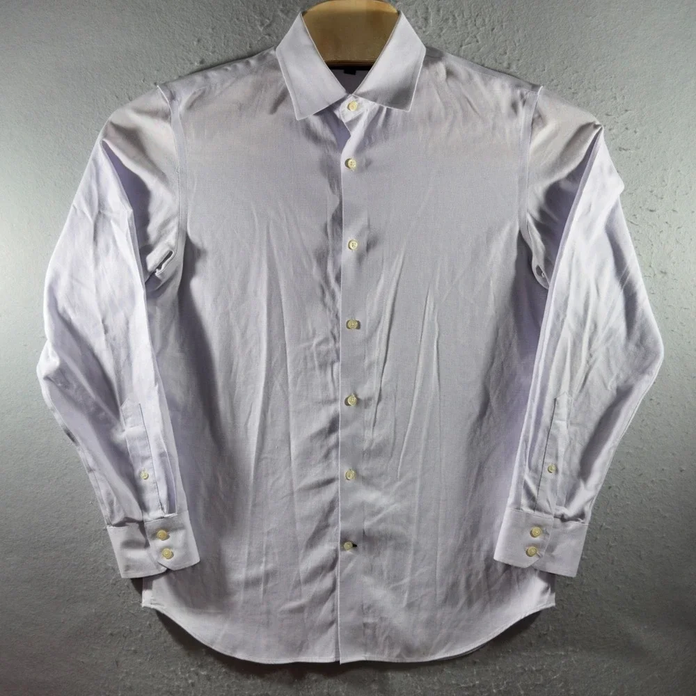 3059 | Banana Republic Non-Iron Slim Fit Dress Shirt Purple Micro-check Mens M